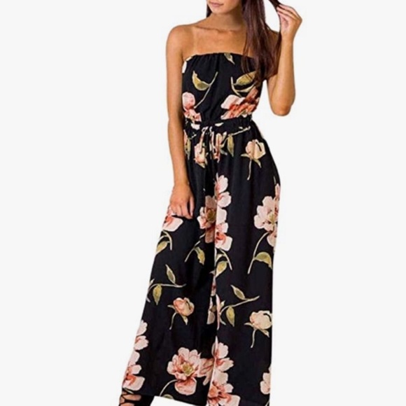 Revolve Floral Wide Leg Strapless Jumpsuit - Picture 3 of 14